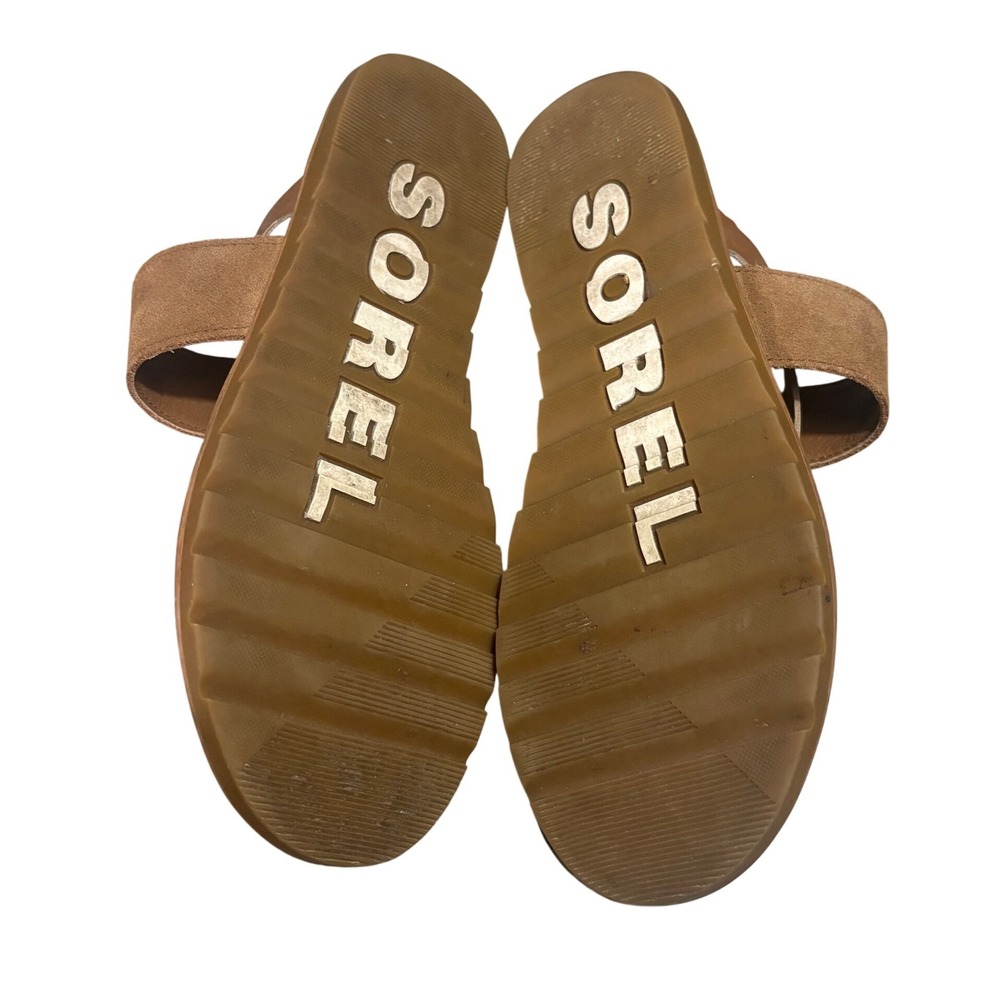Sorel Ella II Sandal Womens 7.5 Velvet Tan Leather Suede Thong Slide LL6037-242 - Picture 4 of 5